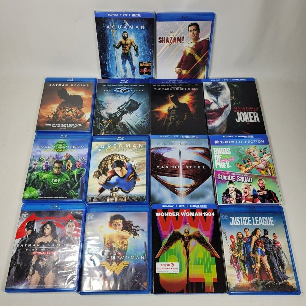 DC Universe Blu Ray Lot of 15 Movies NO DIGITAL Wonder Woman Joker Dark Knight